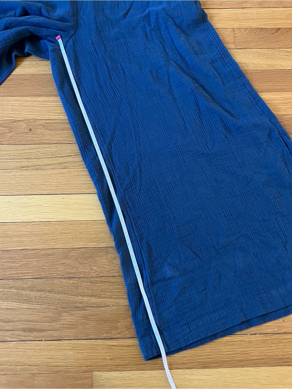 Quince Indigo Blue New NWT Organic Cotton Gauze Smocked Wide Leg Jumpsuit Medium - Picture 8 of 12